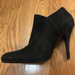 Schutz Black Suede Ankle Bootie | Leather Sole | EU 38 US 7B